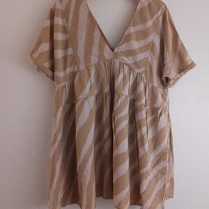 For good striped oversize v-neck blouse size Large